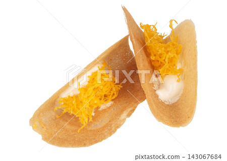 Thai Crispy Crepes isolated on white background Thai Crispy Crepes isolated on white background 143067684