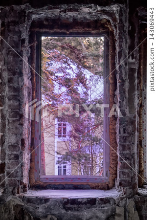 Abandoned people home, blind window Abandoned people home, blind window 143069443