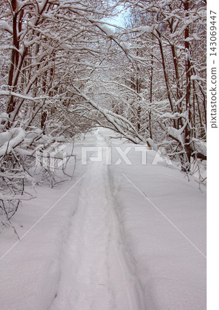 winter road in deep snow, winter maintenance winter road in deep snow, winter maintenance 143069447