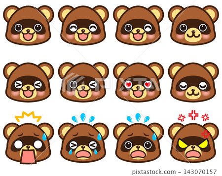 Raccoon dog face icon illustration material set 2 Raccoon dog face icon illustration material set 2 143070157