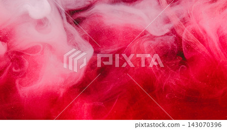 Color mist. Paint splash. Defocused pink red underwater vapor liquid glitter water bright texture spreading on abstract vibrant art background. Color mist. Paint splash. Defocused pink red underwater vapor liquid glitter water bright texture spreading on abstract vibrant art background. 143070396