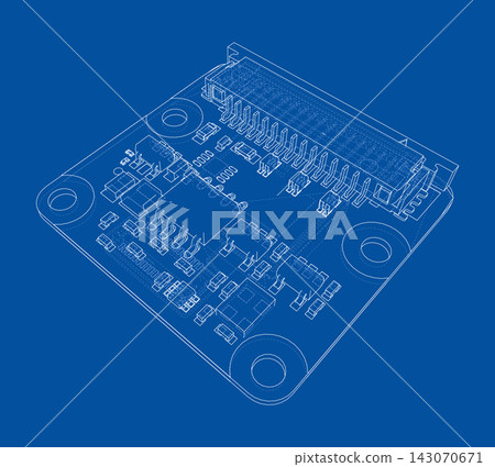 circuit board blueprint illustration. Vector circuit board blueprint illustration. Vector 143070671