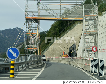 Autostrada motorway construction site Autostrada motorway construction site 143073573
