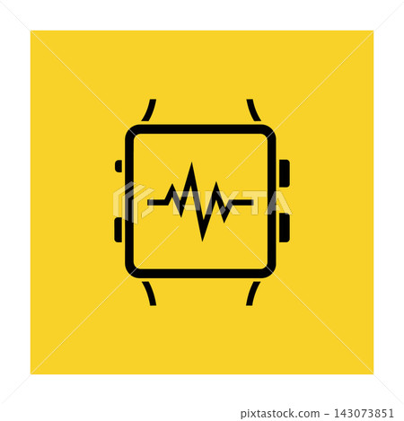 Smartwatch with heartbeat icon on screen, wearable technology device Smartwatch with heartbeat icon on screen, wearable technology device 143073851