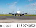 Front view modern passenger airplane at the airport 143074052