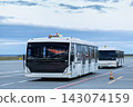 Two airport shuttle bus in the evening 143074159