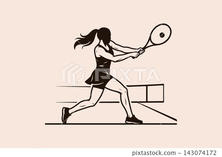 Tennis Woman Athlete Action Pose Vector Design Template 143074172