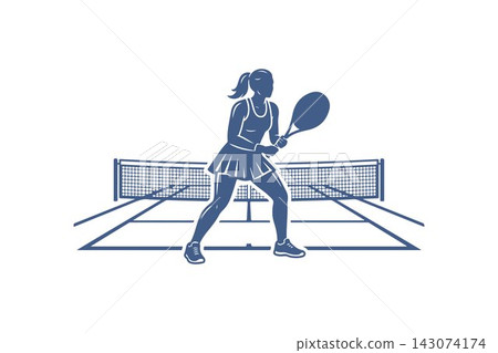 Female Tennis Player Serving Vector Design Template 143074174