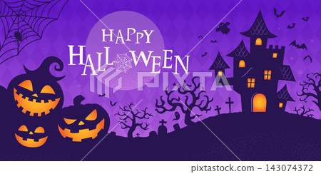 Halloween night and moon silhouette background Halloween night and moon silhouette background 143074372