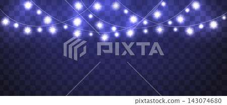 Glowing festive lights string with colorful bulbs on transparent background. Perfect Christmas garland decoration element for party banners, celebration graphics and holiday borders. Glowing festive lights string with colorful bulbs on transparent background. Perfect Christmas garland decoration element for party banners, celebration graphics and holiday borders. 143074680
