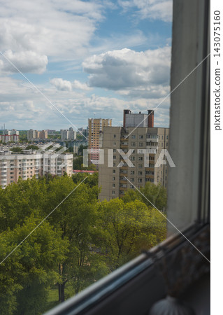 Cityscape of Minsk with Apartment Buildings and Greenery Cityscape of Minsk with Apartment Buildings and Greenery 143075160