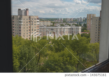 Cityscape of Residential Area in Minsk Viewed Through a Window 143075161