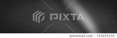 Abstract wide grainy background in black, grey, and white. Minimalist dark textured blur with a light streak, perfect for professional banners and wallpapers Abstract wide grainy background in black, grey, and white. Minimalist dark textured blur with a light streak, perfect for professional banners and wallpapers 143075239
