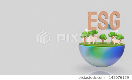 ESG Sustainability and Wildlife Conservation Concept 3d render. ESG Sustainability and Wildlife Conservation Concept 3d render. 143076169
