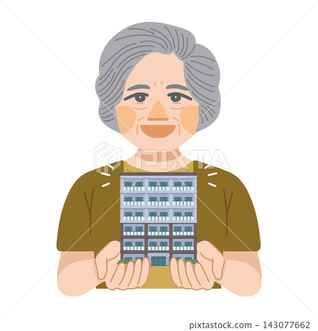 一位擁有公寓的老婦人的插圖。 一位擁有公寓的老婦人的插圖。 143077662
