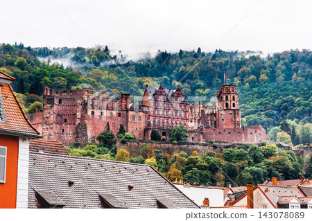 Panoramic aerial view of Heidelberg old town in Germany Panoramic aerial view of Heidelberg old town in Germany 143078089