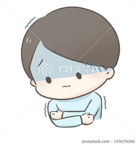 Illustration of a man feeling a chill Illustration of a man feeling a chill 143079260