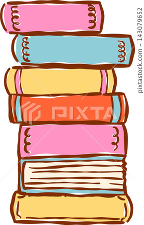 Retro Girly Stack of Colorful Books Hand drawn Retro Girly Stack of Colorful Books Hand drawn 143079652