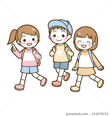 Children walking on a school trip 143079733