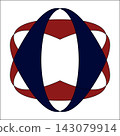 Abstract geometric logo design vector with overlapping navy blue and red curved shapes, modern corporate identity symbol concept, editable EPS illustration 143079914