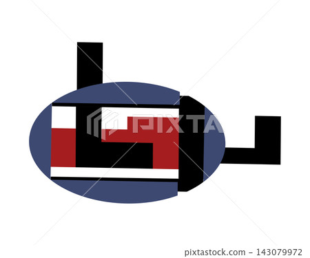 Abstract submarine vector logo icon with periscope concept, blue, red, and black geometric shapes or anything you can use, isolated on white background Abstract submarine vector logo icon with periscope concept, blue, red, and black geometric shapes or anything you can use, isolated on white background 143079972