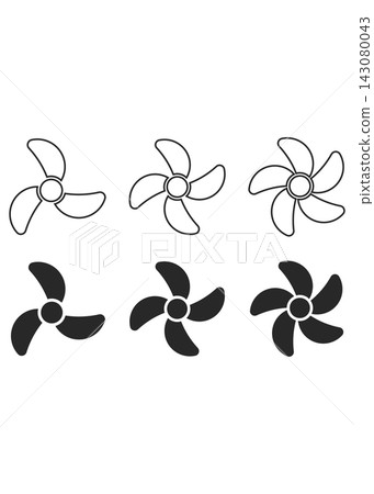 Propeller and Fan Blade Icon Collection Propeller and Fan Blade Icon Collection 143080043