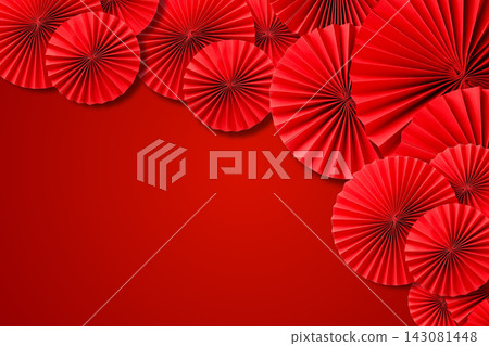 Vibrant red fans set a festive backdrop Vibrant red fans set a festive backdrop 143081448