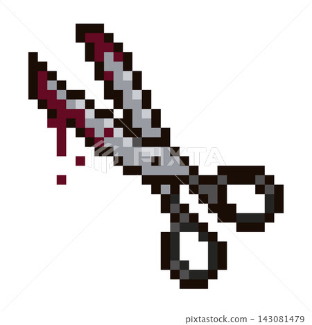 Pixel Art Bloody Scissors Icon Design Pixel Art Bloody Scissors Icon Design 143081479