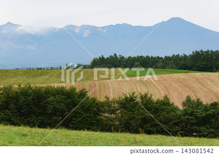 The plume of smoke from Mount Tokachi as seen from Biei in summer. The plume of smoke from Mount Tokachi as seen from Biei in summer. 143081542