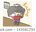 An illustration of a child banging their head against a wall. 143081793