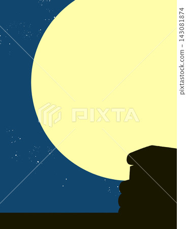 A thick book on a desk; a silhouette; the moon. A thick book on a desk; a silhouette; the moon. 143081874