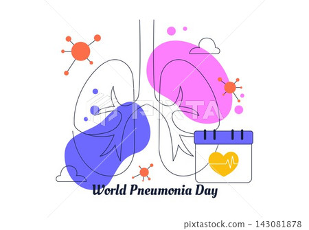 World Pneumonia Day Illustration Featuring Lung Health Awareness, Respiratory Care, Medical Prevention, Healthcare Support, and Disease Education World Pneumonia Day Illustration Featuring Lung Health Awareness, Respiratory Care, Medical Prevention, Healthcare Support, and Disease Education 143081878