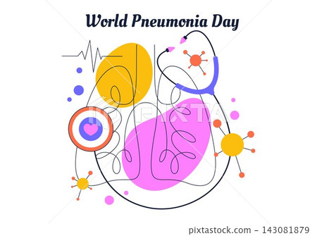 World Pneumonia Day Illustration Featuring Lung Health Awareness, Respiratory Care, Medical Prevention, Healthcare Support, and Disease Education World Pneumonia Day Illustration Featuring Lung Health Awareness, Respiratory Care, Medical Prevention, Healthcare Support, and Disease Education 143081879