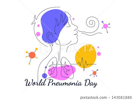 World Pneumonia Day Illustration Featuring Lung Health Awareness, Respiratory Care, Medical Prevention, Healthcare Support, and Disease Education 143081880