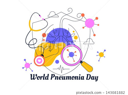 World Pneumonia Day Illustration Featuring Lung Health Awareness, Respiratory Care, Medical Prevention, Healthcare Support, and Disease Education 143081882