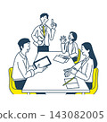Simple illustration of a businesswoman and businessman having a meeting. 143082005