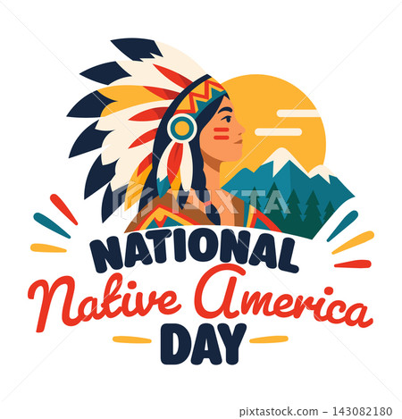 Native American Day Woman Headdress Poster 143082180