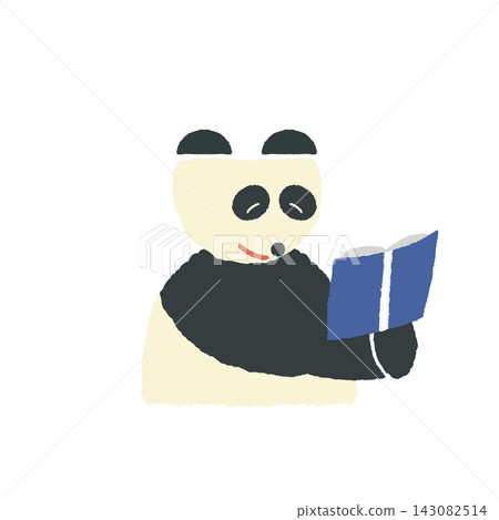 一幅可愛又輕鬆的插圖,描繪了一隻熊貓一邊微笑一邊閱讀的場景。 一幅可愛又輕鬆的插圖,描繪了一隻熊貓一邊微笑一邊閱讀的場景。 143082514