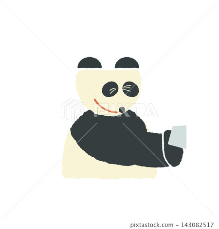 A cute and relaxed illustration of a panda happily exchanging business cards. A cute and relaxed illustration of a panda happily exchanging business cards. 143082517