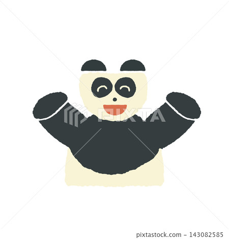 一幅可愛又輕鬆的熊貓插畫，熊貓面帶燦爛的笑容，面向前方。 143082585