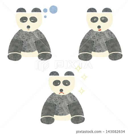 A set of cute, relaxed watercolor-style illustrations of pandas with various expressions. A set of cute, relaxed watercolor-style illustrations of pandas with various expressions. 143082634