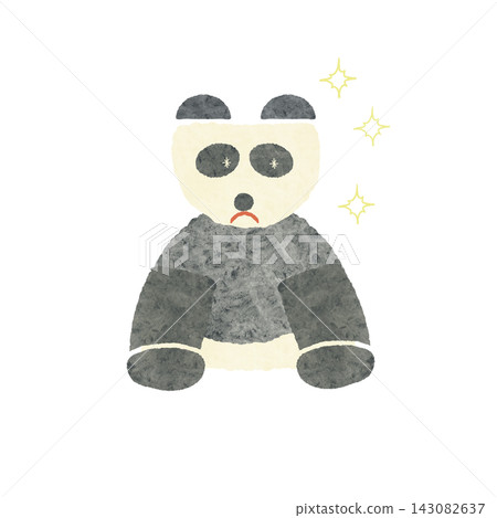 A cute, watercolor-style panda with sparkling eyes praying. A cute, watercolor-style panda with sparkling eyes praying. 143082637