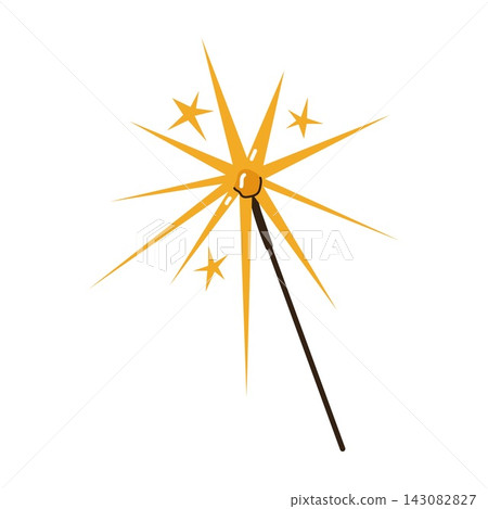 Glowing sparkler stick with bright star rays for festive celebration and New Year party design Glowing sparkler stick with bright star rays for festive celebration and New Year party design 143082827