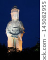 Takasaki Kannon Mountain, Takasaki Byakue Taikan (White Robed Kannon) illuminated at night 143082955