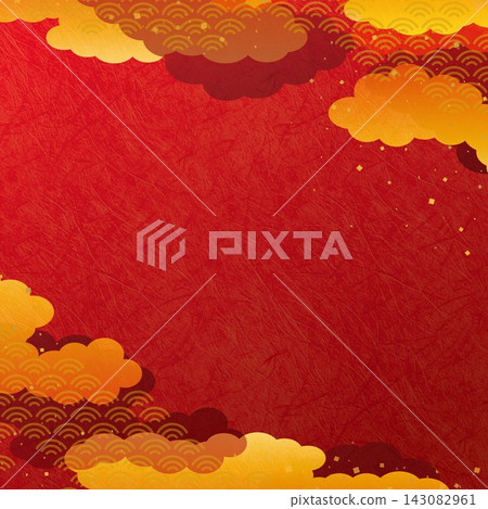 紅色背景、金色雲朵和波浪圖案裝飾著新年慶祝活動。 紅色背景、金色雲朵和波浪圖案裝飾著新年慶祝活動。 143082961