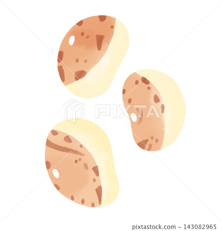 Three tiger beans - a simple, gentle, hand-drawn watercolor-style illustration. Three tiger beans - a simple, gentle, hand-drawn watercolor-style illustration. 143082965
