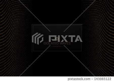 Isolated golden wave mosaic pattern on black background Isolated golden wave mosaic pattern on black background 143083122