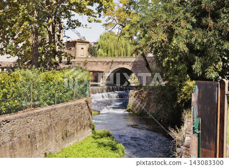 Bevagna , Italy , water fall and public washhouse Bevagna , Italy , water fall and public washhouse 143083300