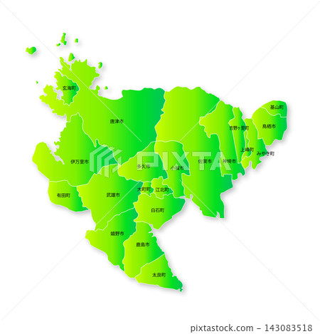 Map of Saga Prefecture and its municipalities Map of Saga Prefecture and its municipalities 143083518
