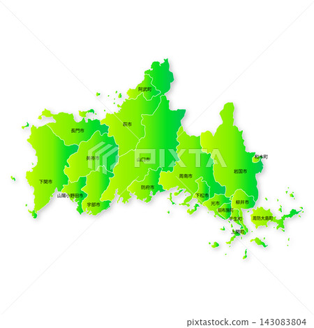 Map of Yamaguchi Prefecture and its municipalities Map of Yamaguchi Prefecture and its municipalities 143083804